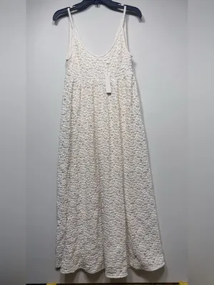 Rebecca Taylor Long Lace Maxi Dress Size XS Knitted Empire Ivory Cream NWT thumbnail 2
