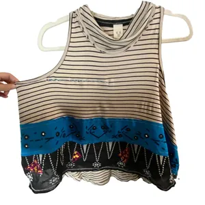 We The‎ Free Womens Blue Embroidered North South Tank Top Sleeveless Sz S-flawed thumbnail 6