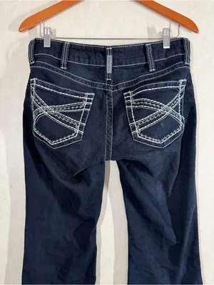 Ariat Women’s R.E.A.L Mid Rise Entwined Boot Cut Jeans Cowgirl in Marine 30R thumbnail 7