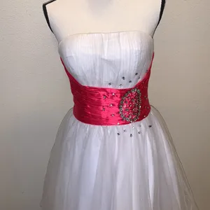 May Queen Couture white short ball gown formal dress thumbnail 2