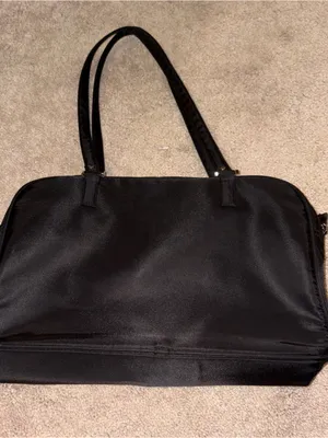 Classic Black Women's Shoulder Bag with Front Buckle Pockets thumbnail 3