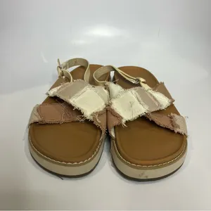 American Eagle patchwork criss‎ cross sandals white pink tan women’s size 9 thumbnail 3