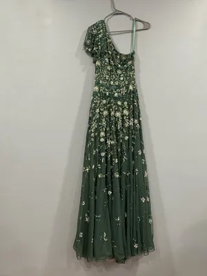 Mac Duggal 6159 Green One Shoulder Embellished A Line Gown sz 4 thumbnail 4