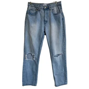 Princess Polly Light Wash High Rise Distressed Straight Leg Jeans‎ Size 6 thumbnail 5