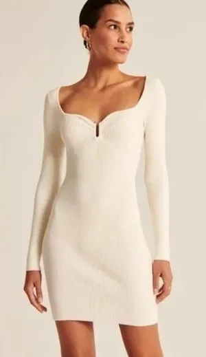 Abercrombie & Fitch Off White Sweater Dress Small Tall New with tag thumbnail 1