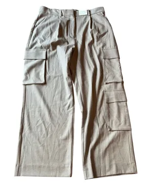 Abercrombie and Fitch Ultra High Rise Wide Leg Cargo Pants Tan Size‎ 14R NEW thumbnail 1