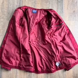 Pendleton Womens Quilted Barn Jacket Red Faux Leather Trim Snap Front Coat XL thumbnail 6