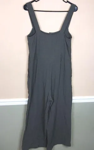 Zara Women’s Muslin Mother of Pearl Button-Up Gray Jumpsuit thumbnail 5