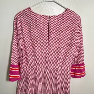 Boden‎ Women's Andrea Belted Dress Pink White Orange Floral Stripes Bell Sleeve thumbnail 6