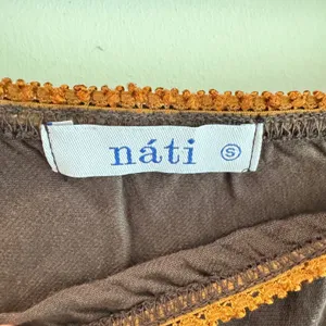 Nati Brown Satin Midi Skirt Lace Trim Waistband Size Small Chocolate Bias Cut thumbnail 3