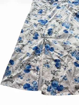 SHEIN Curve 0XL Blue Floral Lace-Up Back Slit Maxi Dress Bustier Corset thumbnail 5