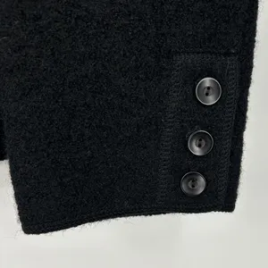 JM Collection Black 100%‎ Boiled Wool Button Front Cardigan Jacket Large VTG thumbnail 4