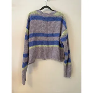 Free People Fine Time Cardigan in Neptune Striped Alpaca Blend Medium thumbnail 6