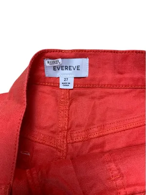EVEREVE Womens Shorts 27 Coral Red Linen Blend High Rise Utility Pockets thumbnail 4