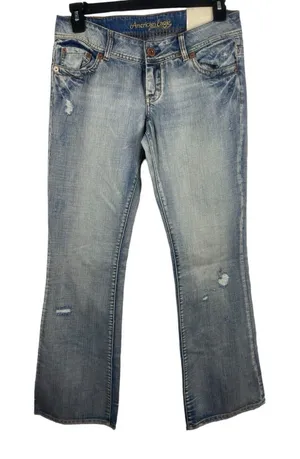 VTG American Eagle 90s Y2K Antique Wash Super Low Rise Skinny Flare 10R NOS thumbnail 1