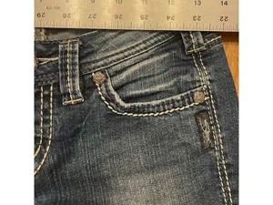 Women's Silver Dark Wash Aiko Bootcut Denim Jeans Marked Size 26x29(27) thumbnail 8