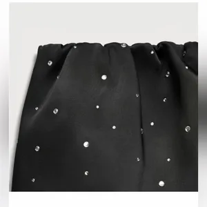 Zara NWT satin rhinestone black satin strapless bubble tube top holiday party thumbnail 8