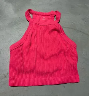 Aerie Hot Pink Ribbed tank Crop Top medium thumbnail 1