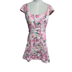 A‎ New Day 12 Pink Floral Mini Dress Short Sleeve Fit & Flare Corset Woven thumbnail 8