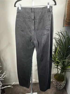 J135. American Eagle women’s distressed black/washed-gray jeans thumbnail 4