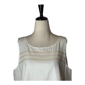 Lilla P Tank Top Women Large White Cotton Lace Double‎ Layer Shell NWT Boho thumbnail 3