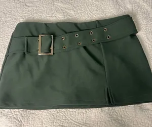 Dark Green Belted Mini Skirt Size L thumbnail 1