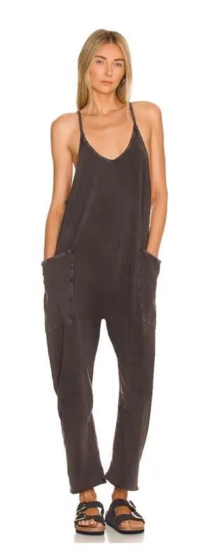 Free People FP Movement Hot Shot Onesie‎ Womens XS Washed Black Relaxed Jumpsuit thumbnail 1
