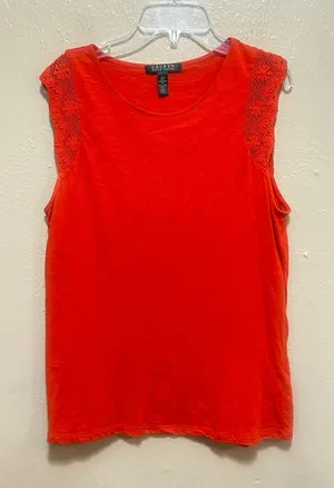 Lauren Ralph Lauren Orange Knit Tank Top with Crochet Trim Sleeveless Large‎ thumbnail 1