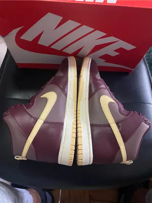 Nike Dunk Plum Eclipse Women’s High-Top Sneakers in Burgundy and Pale Yellow 8.5 thumbnail 5