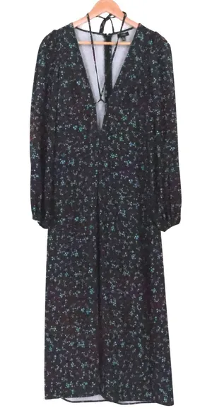 AFRM Revolve Portia Floral Midi Dress‎ Womens Size M Black Noir Neon Ditsy thumbnail 1