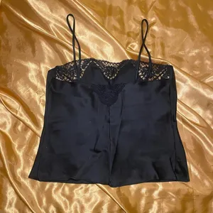 Vintage Black Satin Lace Trim Cami Top thumbnail 4