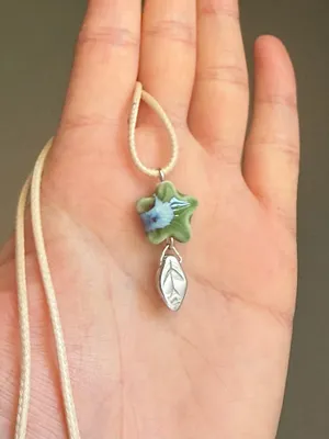 Handmade green ceramic star boho fairy cottage y2k necklace⭐️💚 thumbnail 5