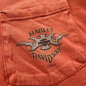 Vintage 2006 Y2K Sarasota, Florida Harley Davidson orange and black pocket tee thumbnail 2