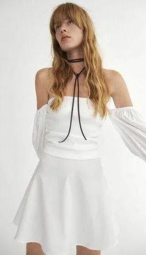 ZARA dress mini off shoulder Puff Sleeve Voluminous boho summer sundress thumbnail 3