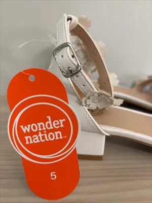 Wonder Nation New! Kids White Floral Ankle-Strap Sandals size 5 thumbnail 2