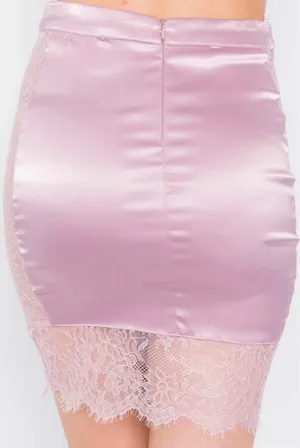 Celebrity Fashion by Hera Collection Satin Side Lace Mini Skirt in Mauve Medium thumbnail 4
