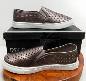 MIA Edith Slip-On Sneakers Size 8M Pewter Perforated Low Platform Shoes thumbnail 1