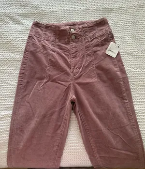 Jayce Cord High Rise Flare Pants In Mauve dusty rose FIG thumbnail 2