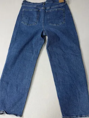 American Eagle Super High Rise Baggy Straight Crossover Jeans Size 18 Strigid thumbnail 4