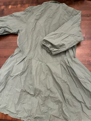 Free People Hannah Poplin Dress Large Army Green Tunic Shirt Dress Mini Buttons thumbnail 4