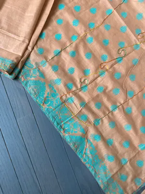 Indian Pakistani 3 Piece Embroidery Printed Light Brown Shalwar Kameez Sz M thumbnail 4