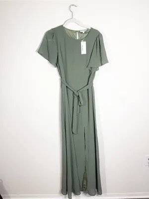 NWT Baltic Born Naomi Short Sleeve Maxi Dress Dark Sage Green Size Medium thumbnail 5