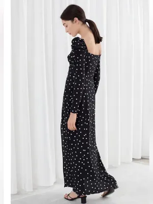 & Other Stories Ruched Polka Dot Maxi Dress thumbnail 3