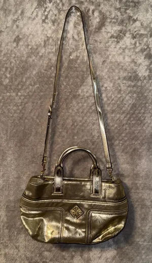 Simply Vera Vera Wang Metallic Gold Satchel with Removable Shoulder Strap thumbnail 1