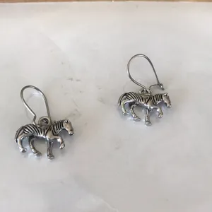 New zebra earrings in pewter half inch thumbnail 6