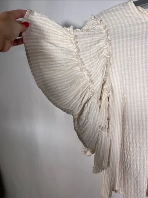Anthropologie Pilcro Womens Sybil Ruffle Sleeve Blouse Cream Xs thumbnail 3