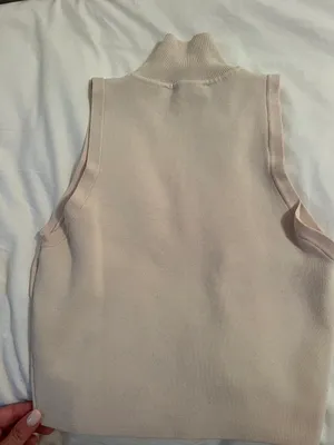ZARA High Neck Sleeveless Cream Top thumbnail 4