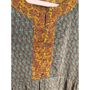 Pull&Bear Paisley Boho Babydoll Tiered Dress XL Brown Orange Peasant Cottagecore thumbnail 5