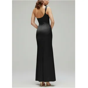 AFTER SIX Nisha 6904 One-Shoulder Cat-Eye Satin Charmeuse Gown, Black, 4R thumbnail 4