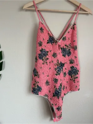 Free People Pink Seaside Rose Smocked Bodysuit thumbnail 4